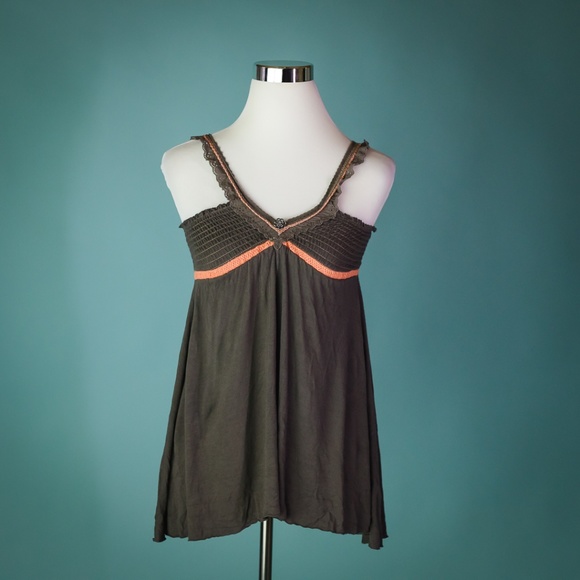 Free People Tops - Free People XS Brown Smocked Tank Top